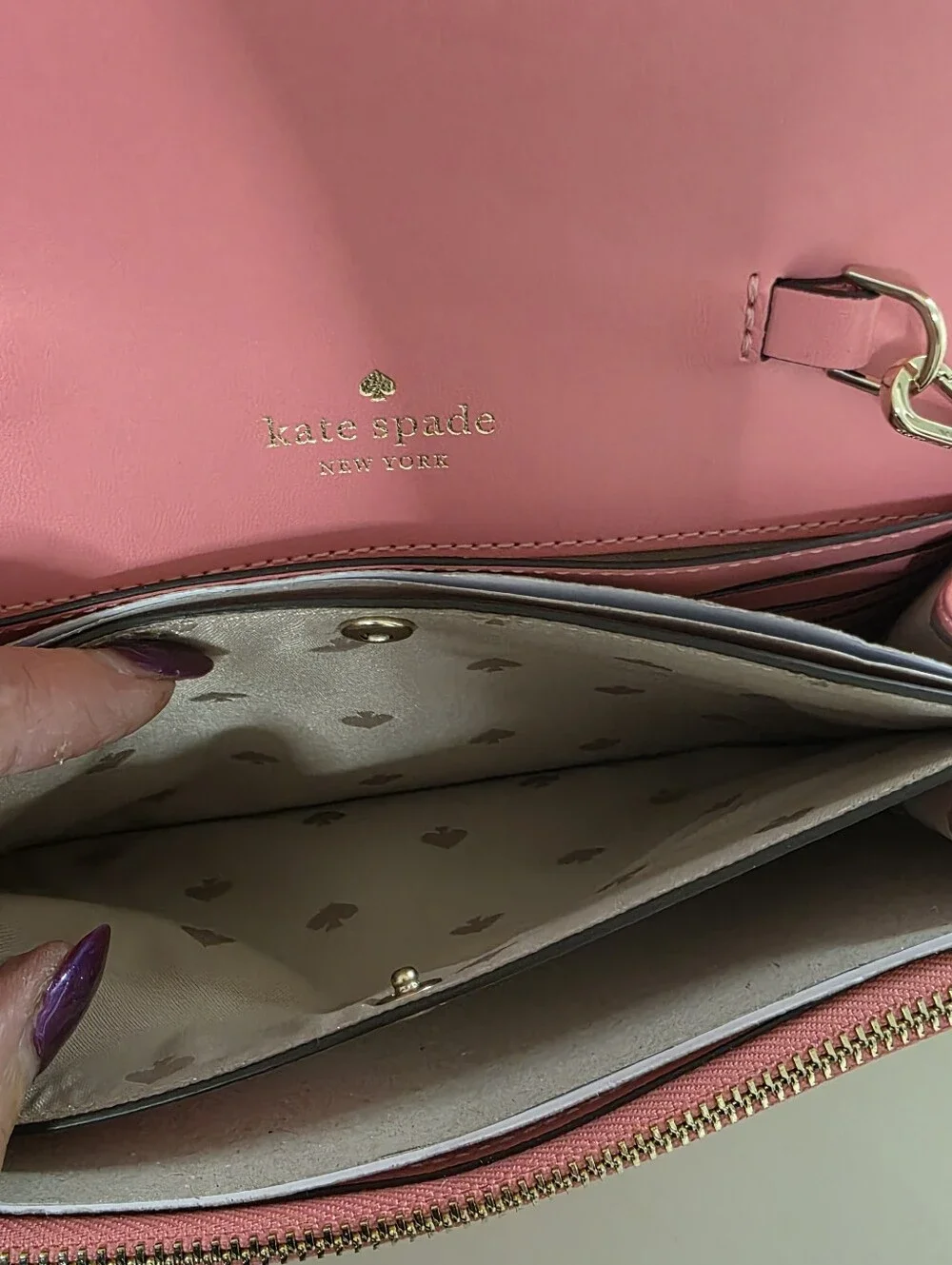 kate spade Bright Pink Leather Crossbody Wallet with Detachable Strap